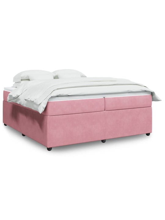 Box spring postel s matrací růžová 200x200 cm samet