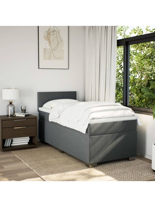 Box spring postel s matrací tmavě šedá 80 x 200 cm textil