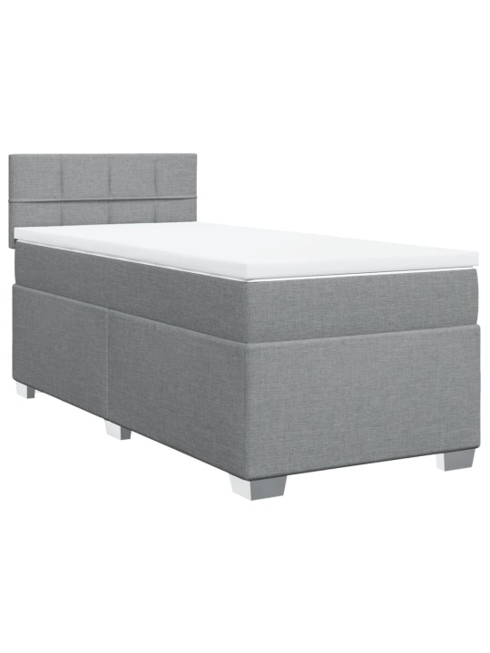 Box spring postel s matrací světle šedá 80 x 200 cm textil