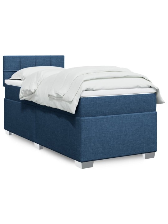 Box spring postel s matrací modrá 80x200 cm textil