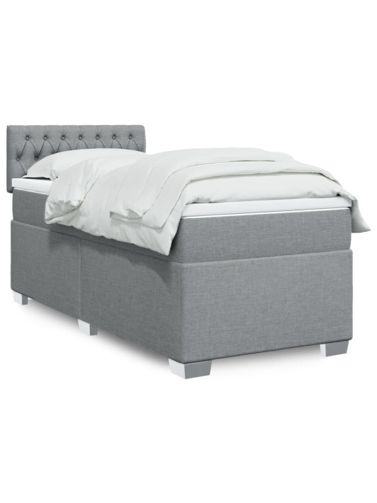 Box spring postel s matrací světle šedá 80 x 200 cm textil