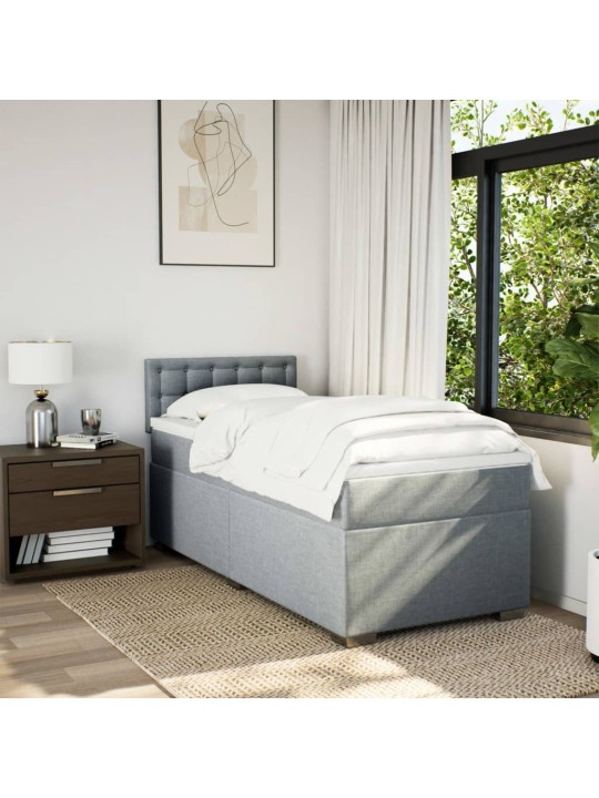 Box spring postel s matrací světle šedá 80 x 200 cm textil