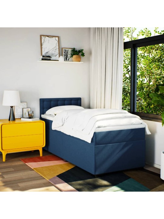 Box spring postel s matrací modrá 80x200 cm textil