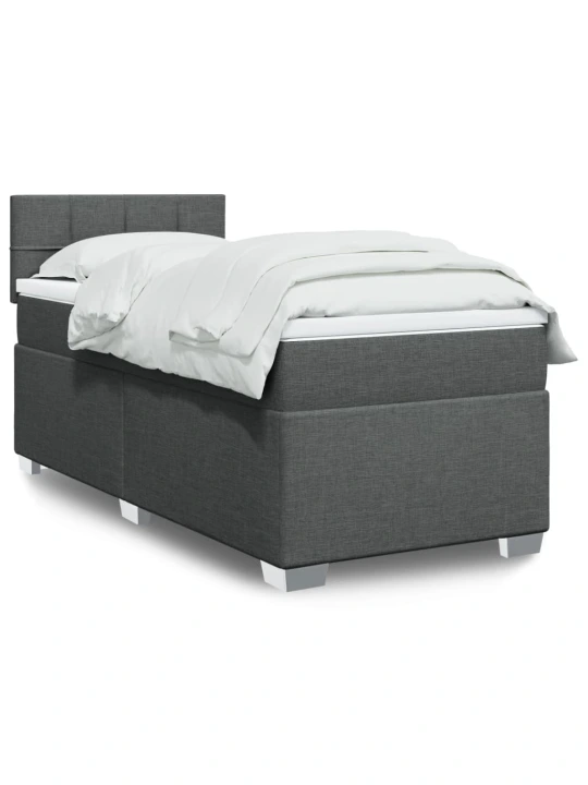 Box spring postel s matrací tmavě šedá 90x190 cm textil