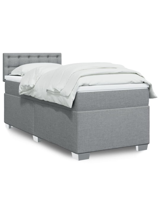 Box spring postel s matrací světle šedá 90x190 cm textil