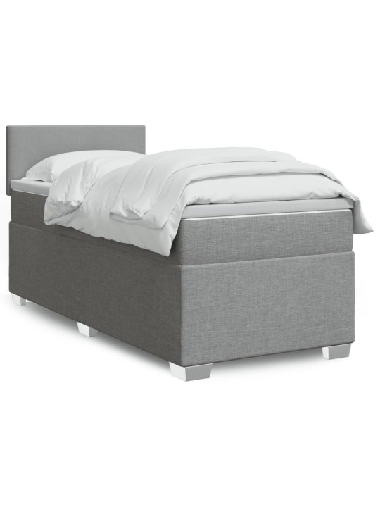 Box spring postel s matrací světle šedá 90x200 cm textil