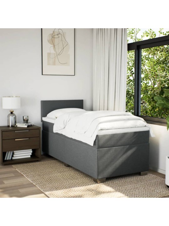 Box spring postel s matrací tmavě šedá 90x200 cm textil