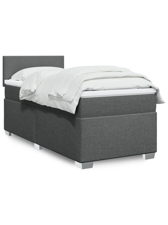 Box spring postel s matrací tmavě šedá 90x200 cm textil