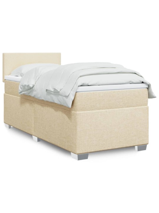 Box spring postel s matrací krémová 90x200 cm textil