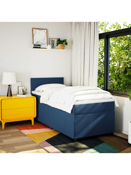 Box spring postel s matrací modrá 90x200 cm textil