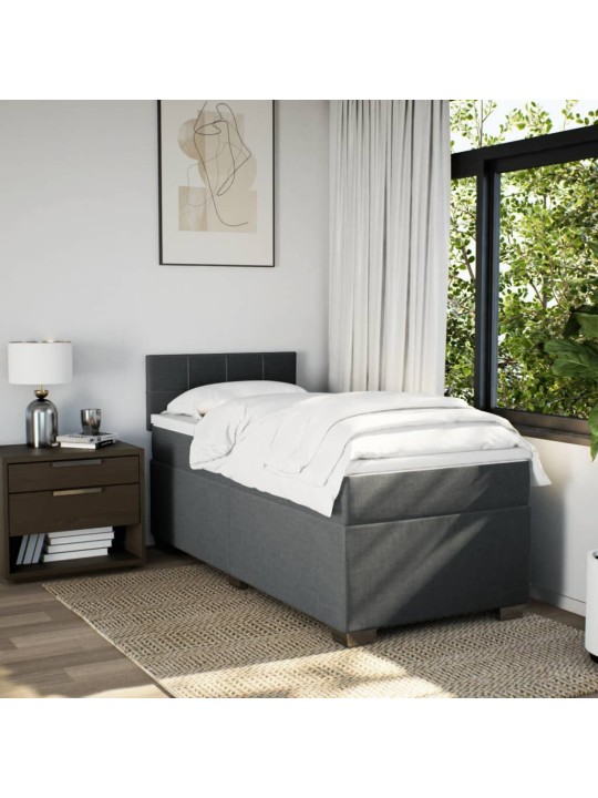 Box spring postel s matrací tmavě šedá 90x200 cm textil