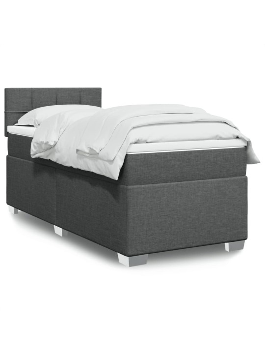 Box spring postel s matrací tmavě šedá 90x200 cm textil