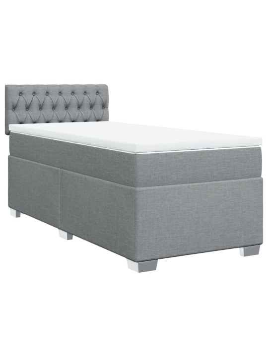 Box spring postel s matrací světle šedá 90x200 cm textil