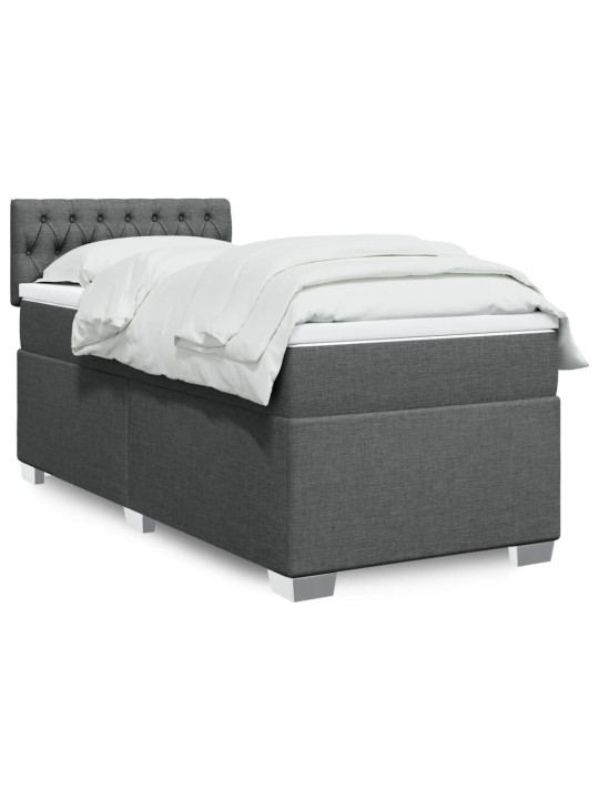 Box spring postel s matrací tmavě šedá 90x200 cm textil