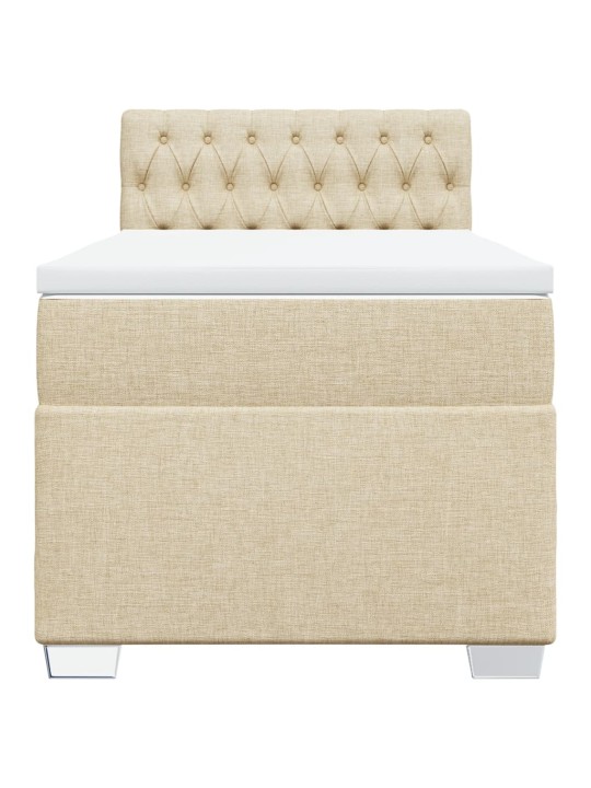 Box spring postel s matrací krémová 90x200 cm textil
