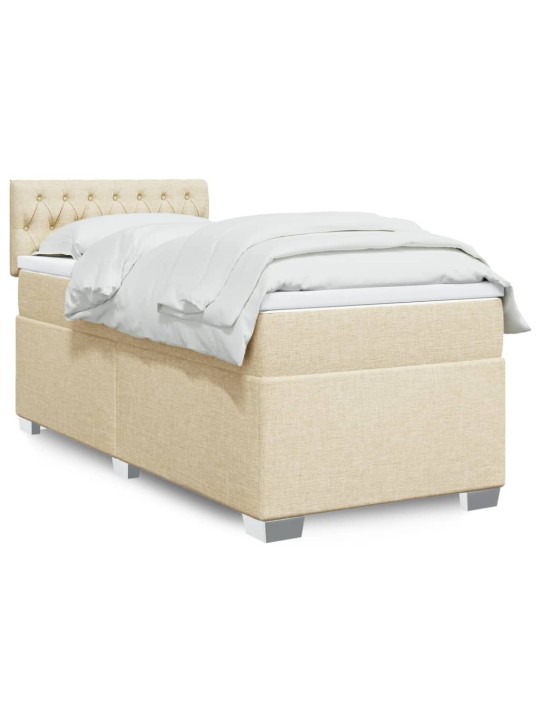 Box spring postel s matrací krémová 90x200 cm textil