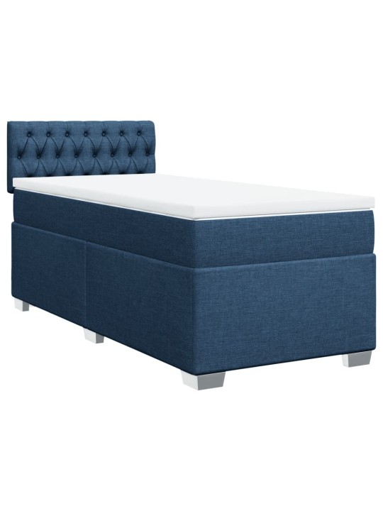 Box spring postel s matrací modrá 90x200 cm textil