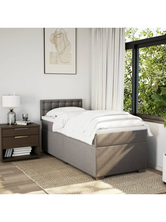 Box spring postel s matrací taupe 90x200 cm textil