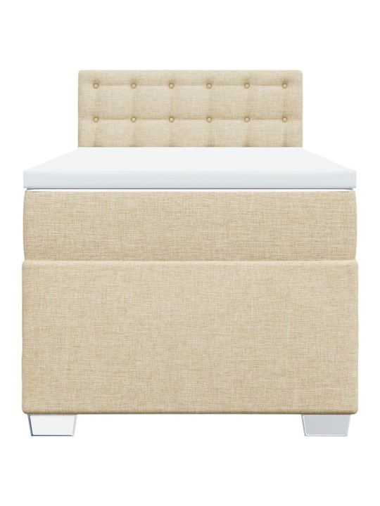 Box spring postel s matrací krémová 90x200 cm textil