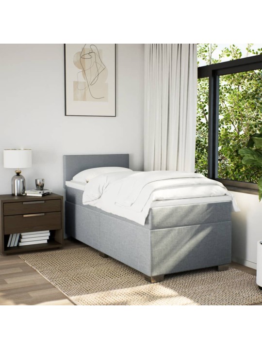 Box spring postel s matrací světle šedý 100 x 200 cm textil