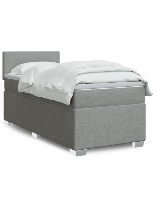 Box spring postel s matrací světle šedý 100 x 200 cm textil