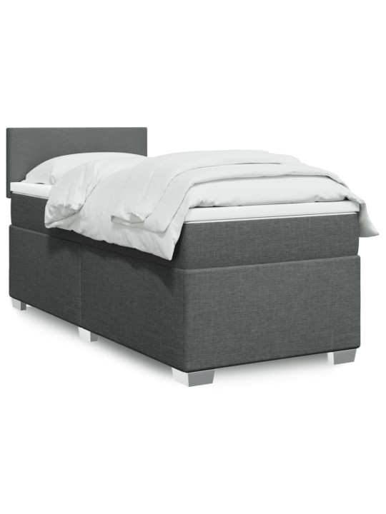 Box spring postel s matrací tmavě šedá 100 x 200 cm textil