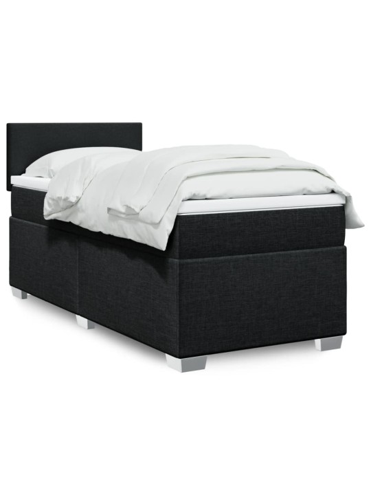 Box spring postel s matrací černá 100 x 200 cm textil