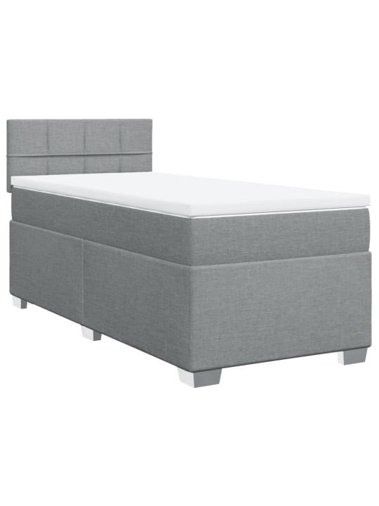 Box spring postel s matrací světle šedý 100 x 200 cm textil