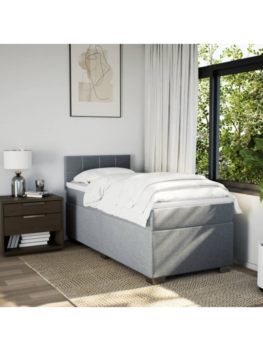Box spring postel s matrací světle šedý 100 x 200 cm textil