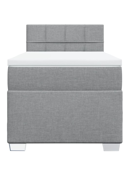 Box spring postel s matrací světle šedý 100 x 200 cm textil