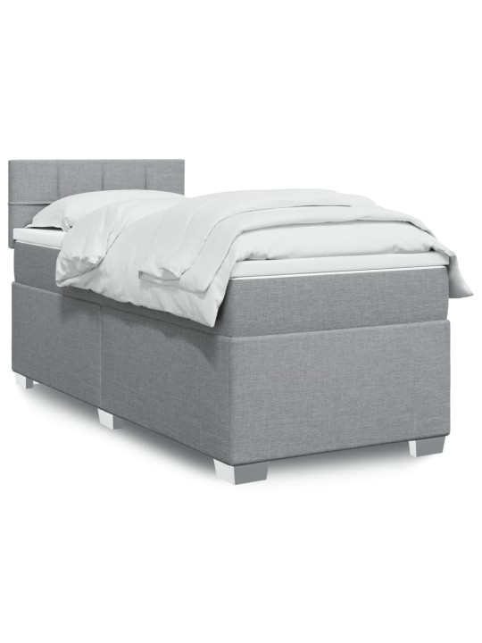 Box spring postel s matrací světle šedý 100 x 200 cm textil