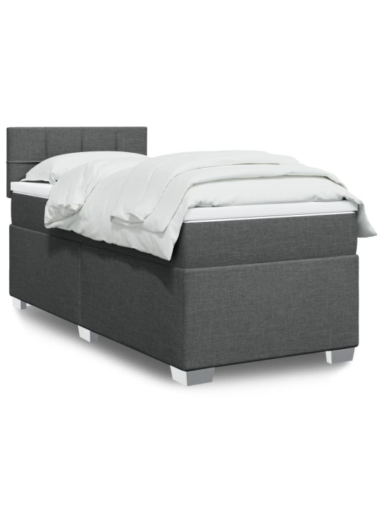 Box spring postel s matrací tmavě šedá 100 x 200 cm textil