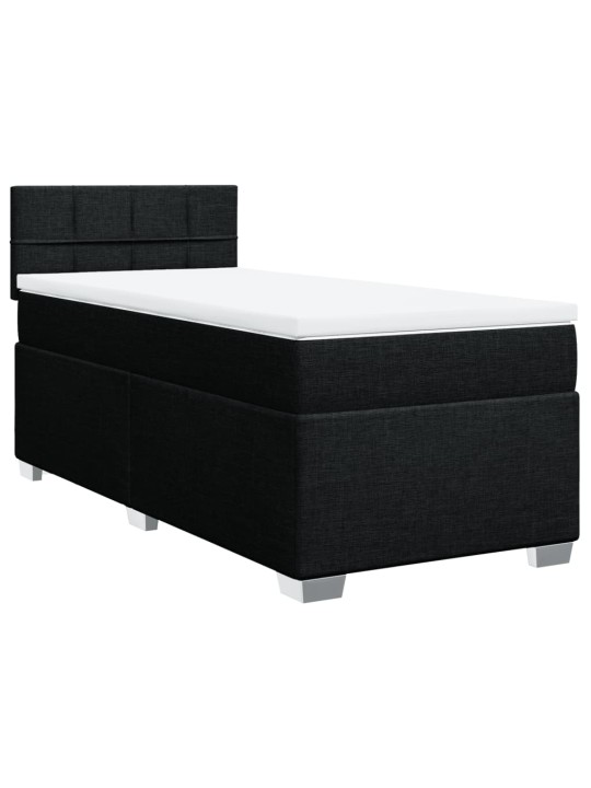 Box spring postel s matrací černá 100 x 200 cm textil