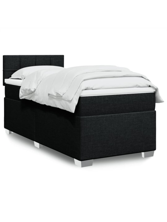 Box spring postel s matrací černá 100 x 200 cm textil