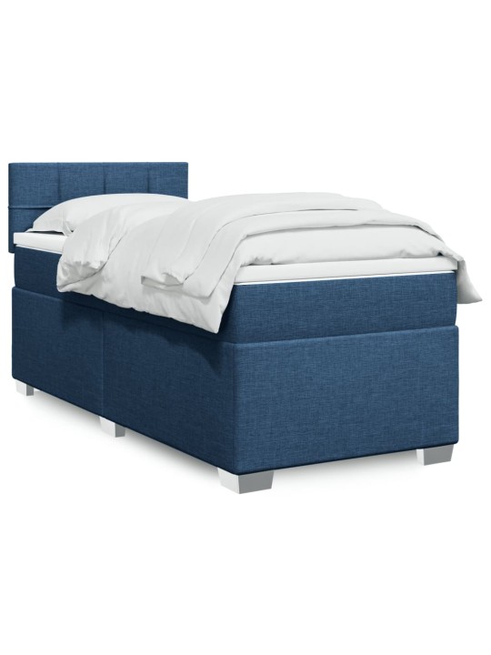 Box spring postel s matrací modrá 100 x 200 cm textil