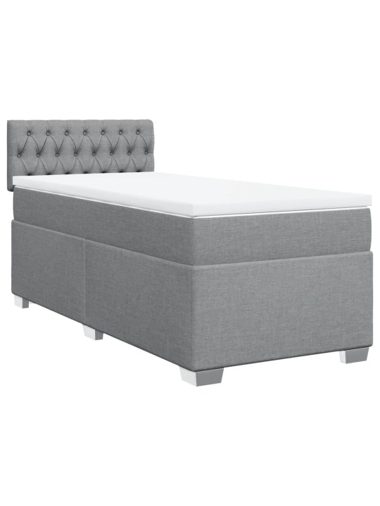 Box spring postel s matrací světle šedý 100 x 200 cm textil