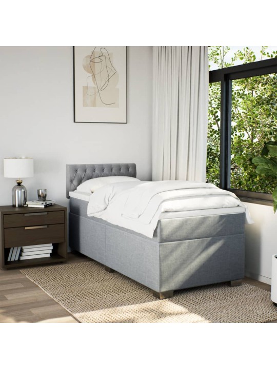 Box spring postel s matrací světle šedý 100 x 200 cm textil