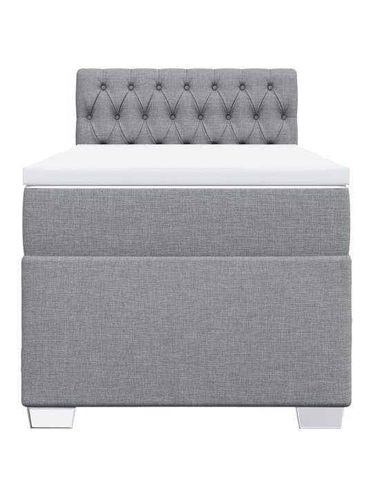 Box spring postel s matrací světle šedý 100 x 200 cm textil