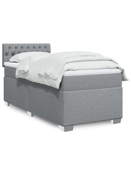 Box spring postel s matrací světle šedý 100 x 200 cm textil