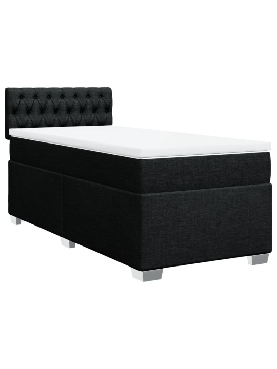 Box spring postel s matrací černá 100 x 200 cm textil