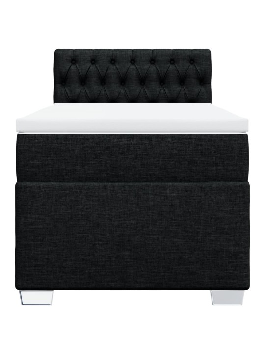 Box spring postel s matrací černá 100 x 200 cm textil