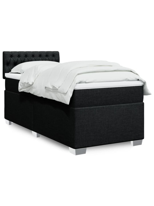 Box spring postel s matrací černá 100 x 200 cm textil