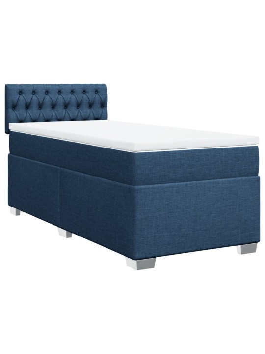 Box spring postel s matrací modrá 100 x 200 cm textil