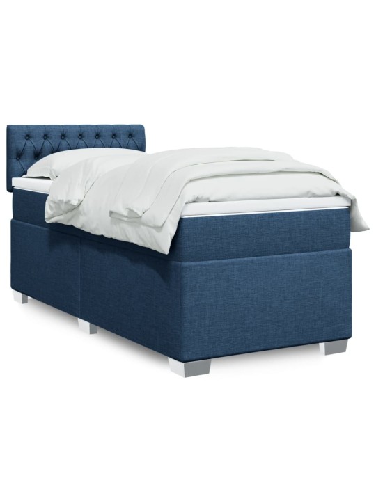 Box spring postel s matrací modrá 100 x 200 cm textil