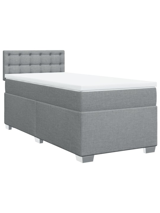 Box spring postel s matrací světle šedý 100 x 200 cm textil