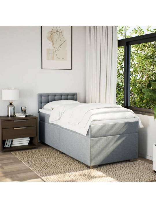 Box spring postel s matrací světle šedý 100 x 200 cm textil