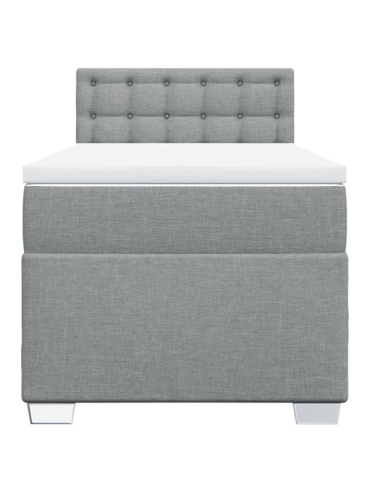 Box spring postel s matrací světle šedý 100 x 200 cm textil