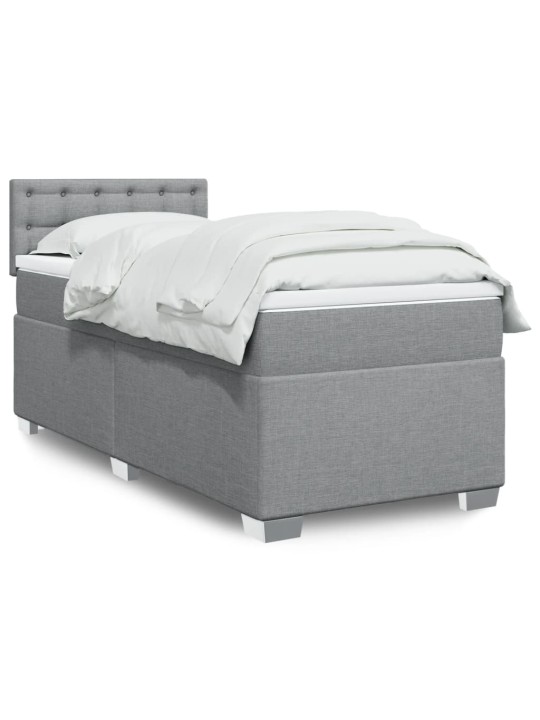 Box spring postel s matrací světle šedý 100 x 200 cm textil