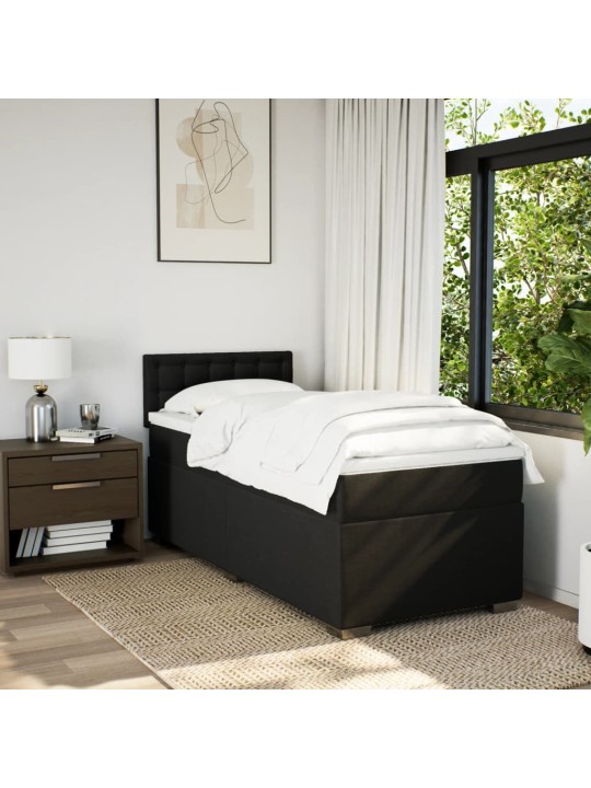 Box spring postel s matrací černá 100 x 200 cm textil