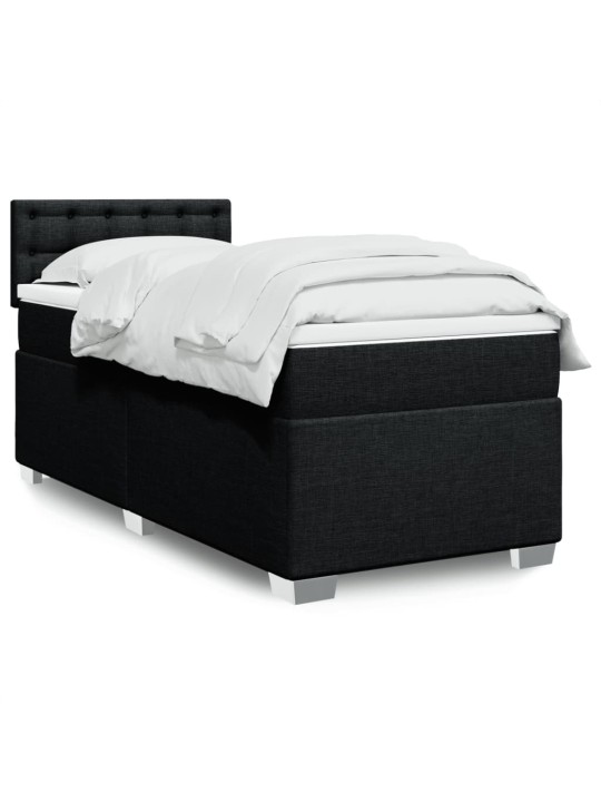 Box spring postel s matrací černá 100 x 200 cm textil